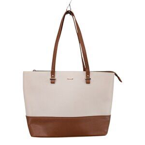 Lovevook Faux Leather Shoulder Bag Womens Cream Tan Purse Handbag 15"